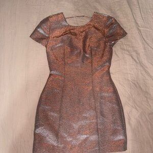 Express Shimmering Pink/ Silver Open Back Dress